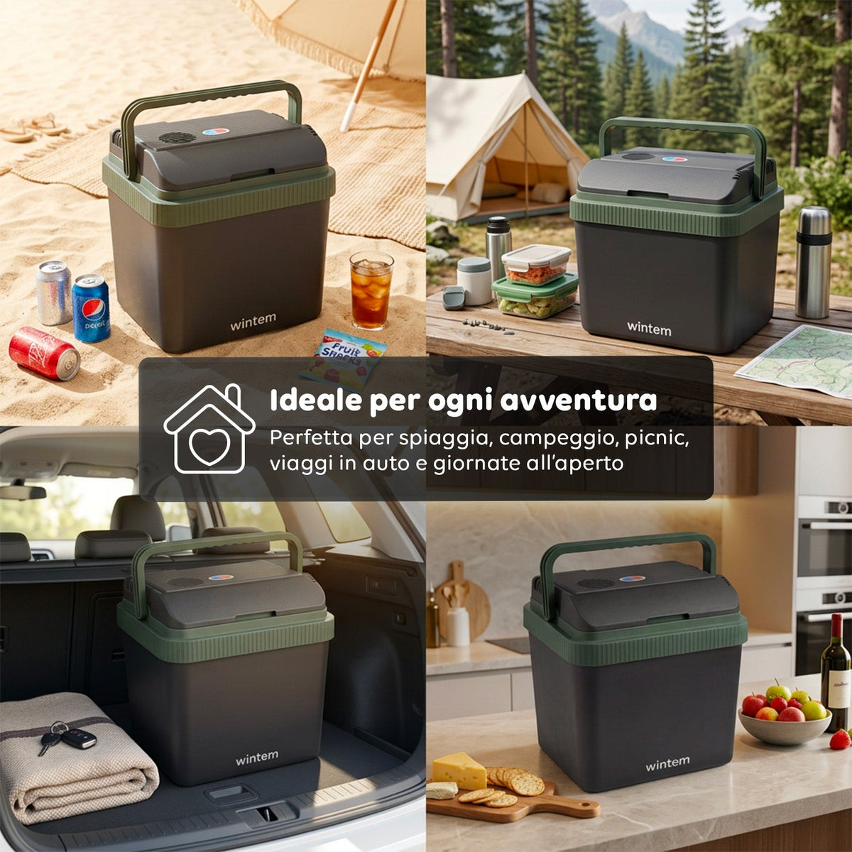 Borsa Frigo Elettrica 24L Caldo/Freddo – Raffredda fino a 18°C sotto la temperatura ambiente e scalda fino a 65°C (40/50W)