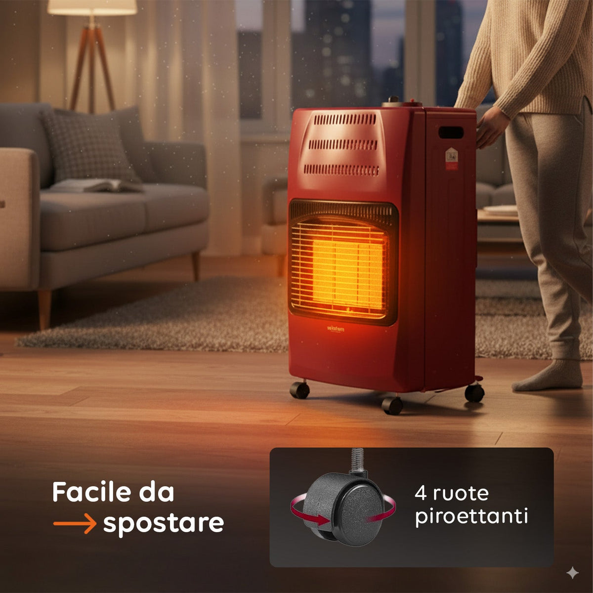 Buddy Stufa a Gas Pieghevole – Potenza 4,2kW con 3 Livelli di Riscaldamento