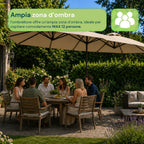 Ombrellone da Giardino Ovale XXL 460x270 in Acciaio al Carbonio e Telo in Poliestere - Altezza 2,45m (Base NON Inclusa)