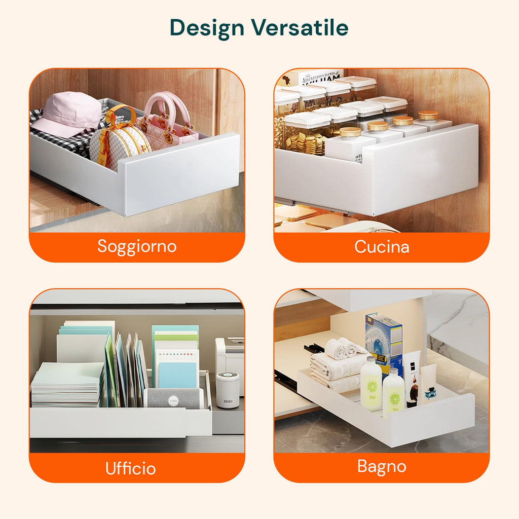 Cassetto universale estraibile 25x43 cm in acciaio - Portata 10kg