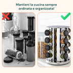 Portaspezie Girevole a 360° per Cucina con 16 Barattoli Inclusi