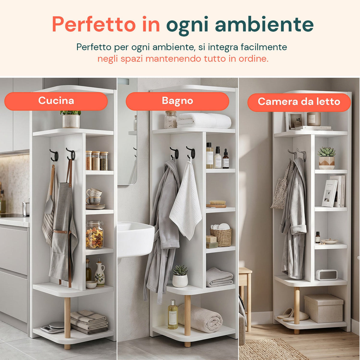 Scaffale Angolare in MDF Bianco a 7 Ripiani 180x30x30 cm – ad Alta Portata