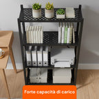 Scaffale mobile pieghevole a 4 ripiani con ruote girevoli bloccabili