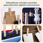 Set 100 Mollette in Legno Multiuso con Molla in Acciaio