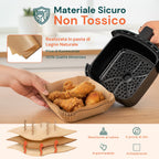 Set 100 pz carta forno per friggitrice ad aria – Impermeabile e resistente al calore