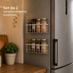 Set 2 Cestini Magnetici Multiuso in Acciaio, Organizer Portaoggetti Salvaspazio a Griglia, Installazione Senza Fori, Portata Max 5 kg