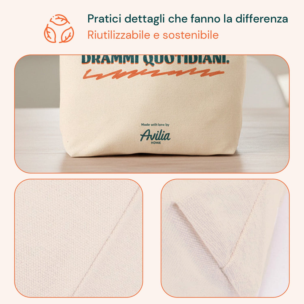 Borsa shopper riutilizzabile 35x40 cm in cotone e poliestere