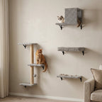 Parco Giochi Verticale da Parete per Gatti - in Legno Multistrato e Sisal Naturale