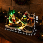 LitVille Villaggio di Natale Illuminato a LED con Trenino in Movimento e Babbo Natale Rotante, 8 Melodie Natalizie, 23x15x18 cm, a Batteria