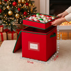Organizer per 64 Palline di Natale in Tessuto Oxford e TNT con Coperchio e Manici