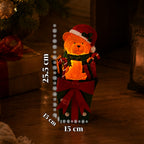 Teddy BearGift, orsetto natalizio luminoso in confezione regalo, luce LED calda, dimensioni 15x15x25,5 cm, alimentazione a batterie