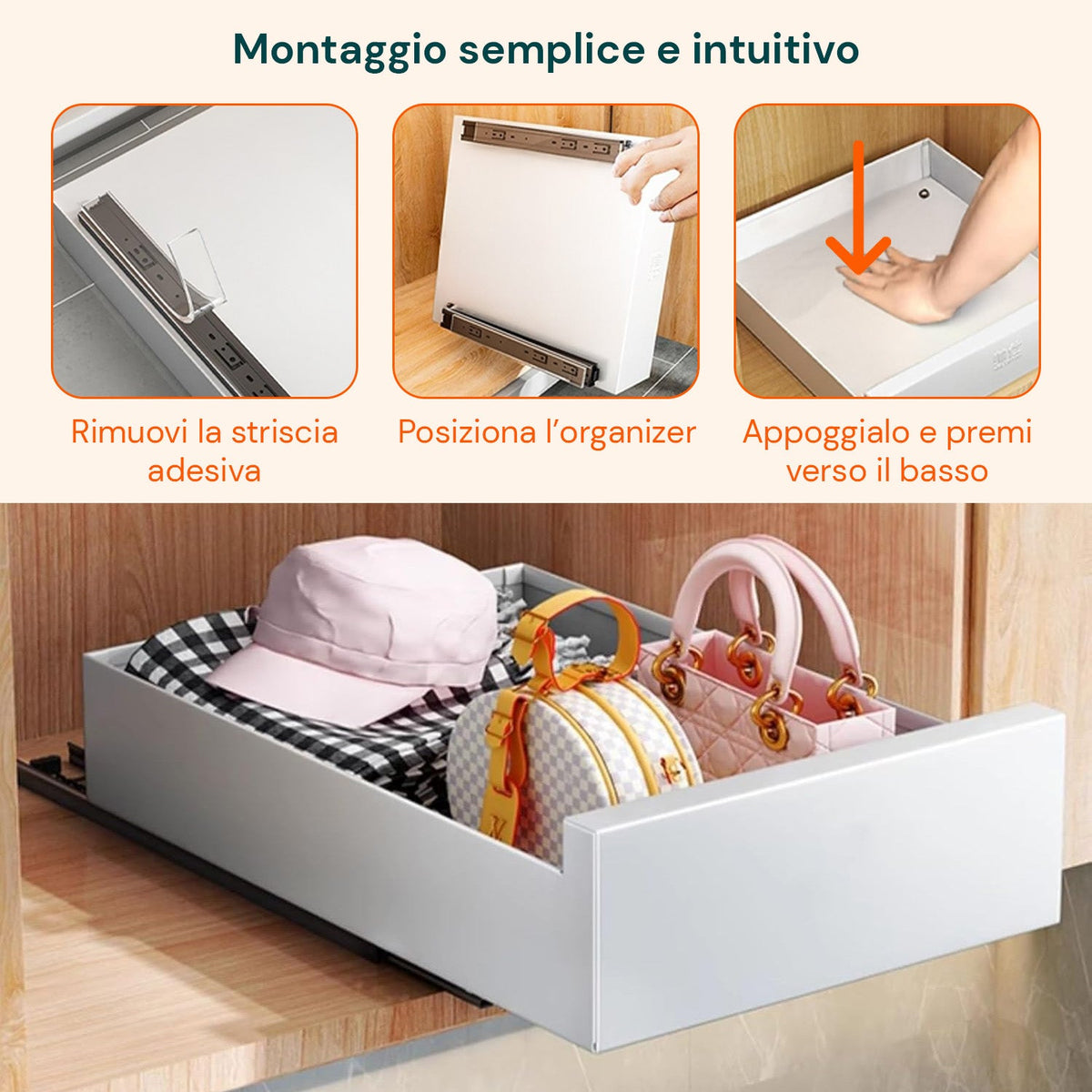 Cassetto universale estraibile 25x43 cm in acciaio - Portata 10kg