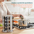 Portaspezie Girevole a 360° per Cucina con 16 Barattoli Inclusi