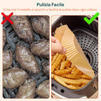Set 100 pz carta forno per friggitrice ad aria – Impermeabile e resistente al calore