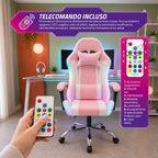 Sedia Gaming Ergonomica con Luci RGB e Cuscino Lombare Massaggiante, Poltrona Ufficio Reclinabile con Telecomando