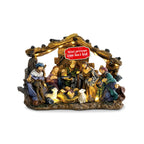 HolyGlow Presepe Natività in Poliresina con Luci LED e Interruttore ON/OFF, Capanna Rustica e Base Stabile, 23x11,5x17 cm