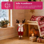 Renna Natalizia Estensibile 45-80 cm con Gambe Telescopiche, Struttura in Ferro – 2 Outfit Scandinavo o Country