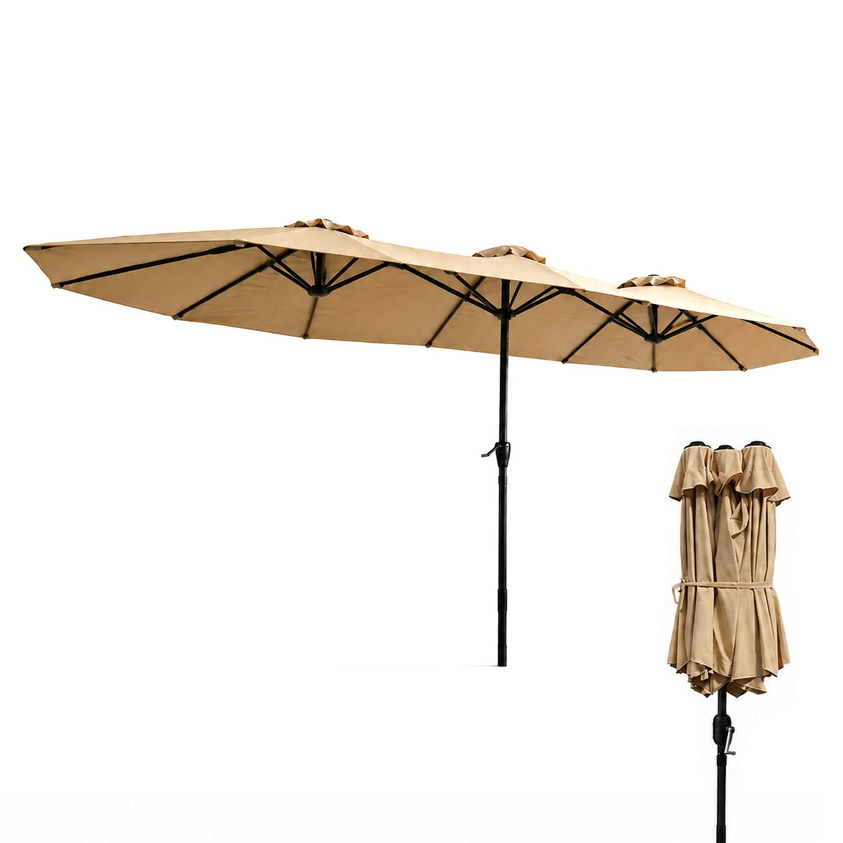 Ombrellone da Giardino Ovale XXL 460x270 in Acciaio al Carbonio e Telo in Poliestere - Altezza 2,45m (Base NON Inclusa)